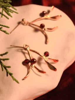 Kolczyki Jemiołki - srebro złocone