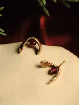 Kolczyki Jemiołki mini - mosiądz złocony