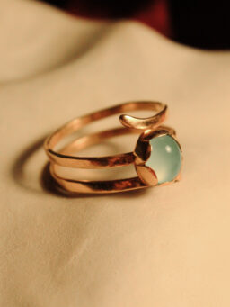 Pierścionek z Agatem Aqua złocony