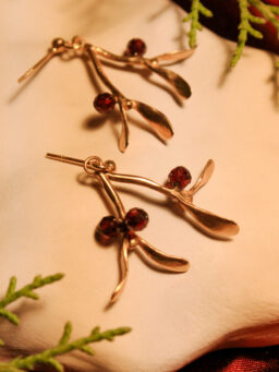 Kolczyki Jemiołki - mosiądz złocony